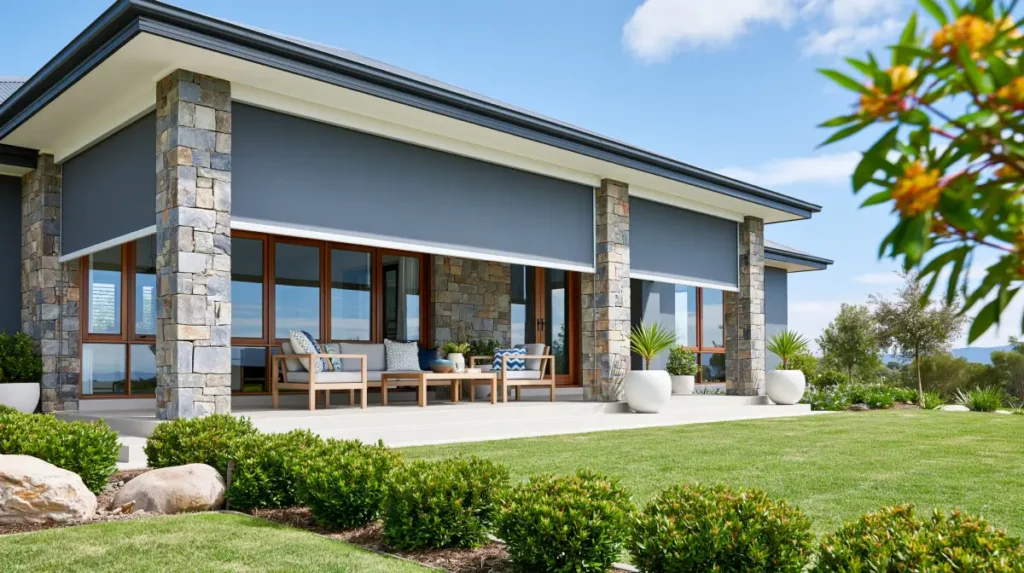Types of Window Shades for Charleston and Beaufort Homes 2 Exterior shades drawn on a coastal patio overlooking the ocean